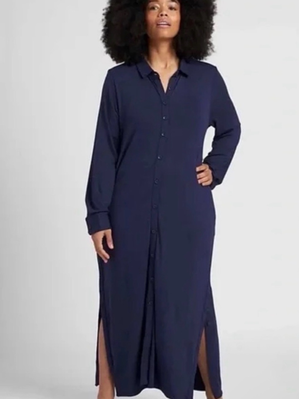 Universal Standard Sally Liquid Jersey Maxi Shirt Dress